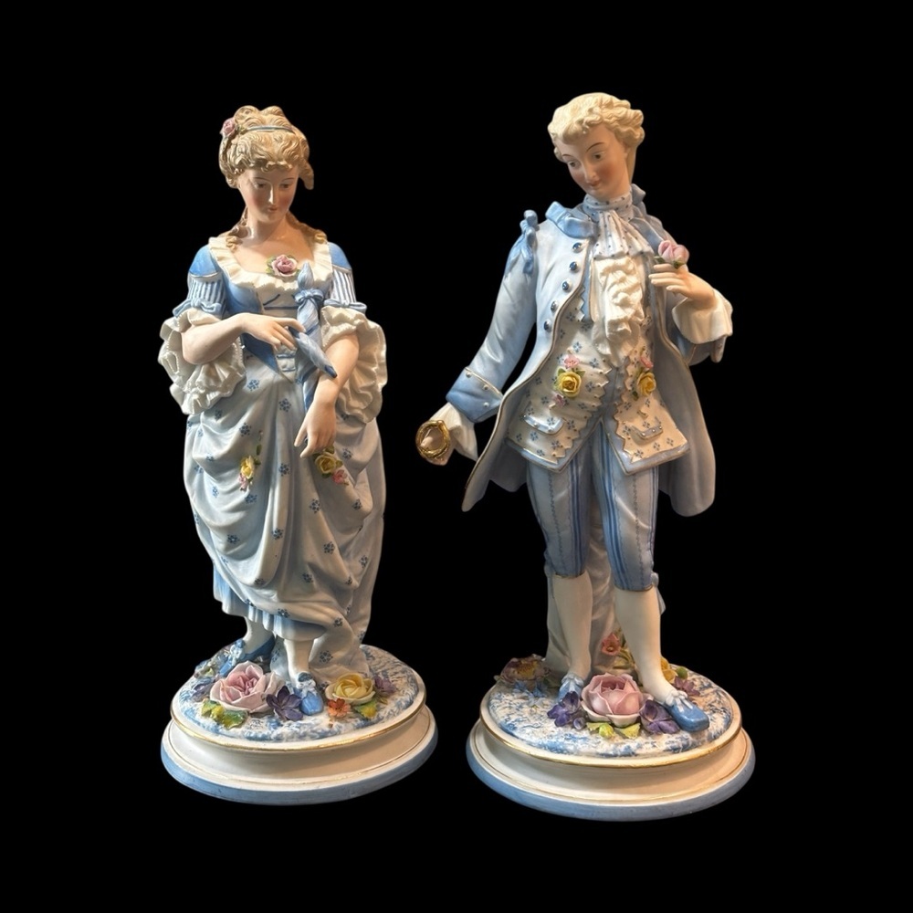 Antique French Bisque Figurines – 16” Pair of Elegant Man and Woman